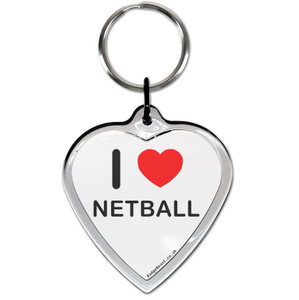 I Love Netball Small Heart Shaped Key Ring I Love Netball Small Heart Shaped Key Ring