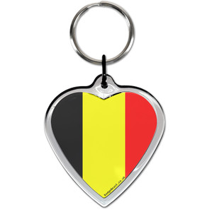 Belgium Flag Small Heart Shaped Key Ring