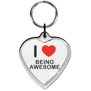 I Love Being Awesome Small Heart Shaped Key Ring