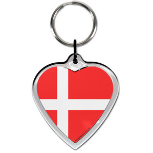 Denmark Flag Small Heart Shaped Key Ring Denmark Flag Small Heart Shaped Key Ring