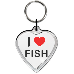 I Love Fish Small Heart Shaped Key Ring