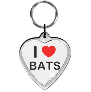 I Love Bats Small Heart Shaped Key Ring