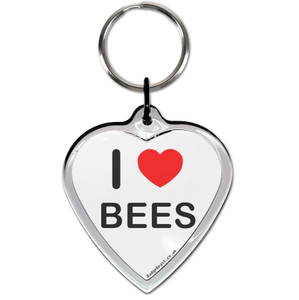 I Love Bees Small Heart Shaped Key Ring