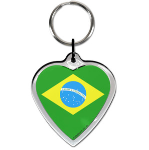Brazil Flag Small Heart Shaped Key Ring
