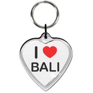 I Love Bali Small Heart Shaped Key Ring