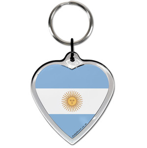 Argentina Flag Small Heart Shaped Key Ring