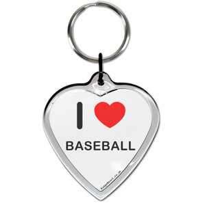 I Love Baseball Small Heart Shaped Key Ring