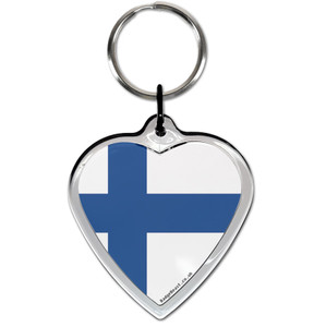 Finland Flag Small Heart Shaped Key Ring