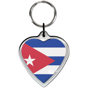 Cuba Flag Small Heart Shaped Key Ring