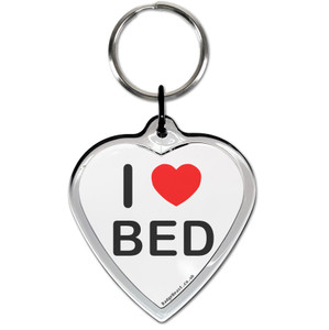 I Love Bed Small Heart Shaped Key Ring I Love Bed Small Heart Shaped Key Ring