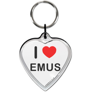 I Love Emus Small Heart Shaped Key Ring