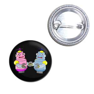 Black Robot Couple - Button Badge