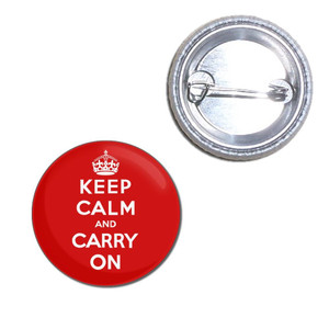 Red Keep Calm and Carry On - Button Badge