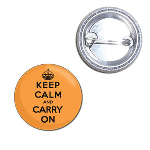 Orange Keep Calm and Carry On - Button Badge