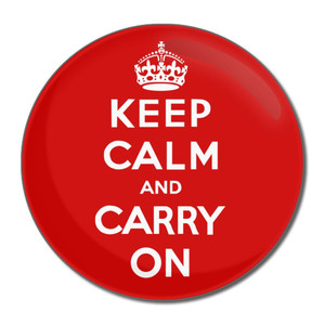 Red Keep Calm and Carry On - Round Compact Mirror
