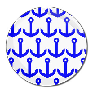 Anchor Blue Pattern - Round Compact Mirror Anchor Blue Pattern - Round Compact Mirror