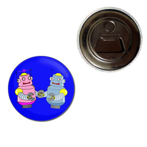 Blue Robot Couple - Fridge Magnet Bottle Opener Blue Robot Couple - Fridge Magnet Bottle Opener