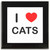 I Love Cats - Square Glass Coaster