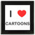 I Love Cartoons - Square Glass Coaster