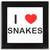 I Love Snakes - Square Glass Coaster