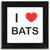 I Love Bats - Square Glass Coaster