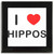 I Love Hippos - Square Glass Coaster
