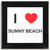 I Love Sunny Beach - Square Glass Coaster