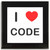 I love Code - Square Glass Coaster