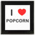 I Love Popcorn - Square Glass Coaster