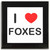 I Love Foxes - Square Glass Coaster