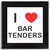 I Love Bar Tenders - Square Glass Coaster