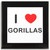 I Love Gorillas - Square Glass Coaster