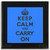 Blue Keep Calm and Carry On - Square Glass Coaster