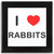 I Love Rabbits - Square Glass Coaster