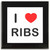 I Love Ribs - Square Glass Coaster