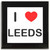 I Love Leeds - Square Glass Coaster