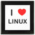 I Love Linux - Square Glass Coaster