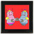 Red Robot Couple - Square Glass Coaster Red Robot Couple - Square Glass Coaster