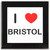 I Love Bristol - Square Glass Coaster I Love Bristol - Square Glass Coaster
