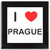 I Love Prague - Square Glass Coaster