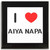 I Love Aiya Napa - Square Glass Coaster I Love Aiya Napa - Square Glass Coaster