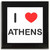 I Love Athens - Square Glass Coaster I Love Athens - Square Glass Coaster