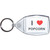 I Love Popcorn - Clear Plastic Key Ring Size Choice New