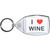 I Love Wine - Clear Plastic Key Ring Size Choice New