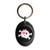 Black Skull with Bow - Plastic Oval Key Ring
