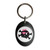 White Skull with Bow - Plastic Oval Key Ring