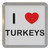 I Love Turkeys - Plastic Tea Coaster / Beer Mat