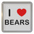 I Love Bears - Plastic Tea Coaster / Beer Mat I Love Bears - Plastic Tea Coaster / Beer Mat