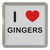 I Love Gingers - Plastic Tea Coaster / Beer Mat