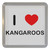 I Love Kangaroos - Plastic Tea Coaster / Beer Mat